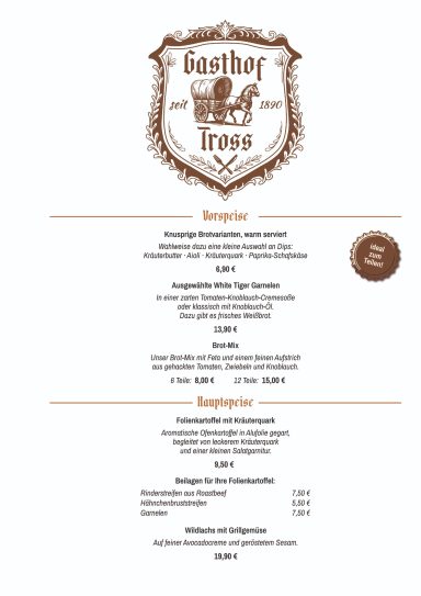 Speisekarte Restaurant Gasthof Tross – Seite 1: Vorspeisen
