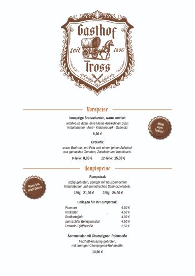 Speisekarte Restaurant Gasthof Tross – Seite 1: Vorspeisen