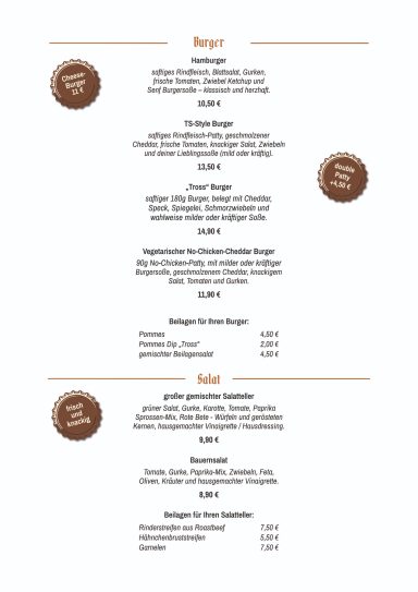 Speisekarte Restaurant Gasthof Tross – Seite 3: Hauptspeisen